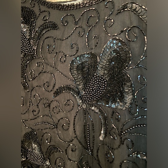 Vintage Stenay beaded silk top Black Sz Medium New with Tags - Picture 4 of 12